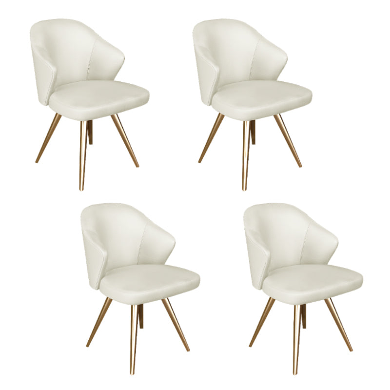 Contemporary Style Metal Dining Chair Dining Wingback Side Chair for Kitchen Off-White 4 Piece Set Clearhalo ' kitchen&dining_furn' 'Dining Chairs' 'Dining Tables & Seating' 'dining_chair' 'furn' 'furn_dining_chair' 'Furniture' 'furniture_dining_chair' 'Kitchen & Dining Furniture' 'kitchen' 3871040