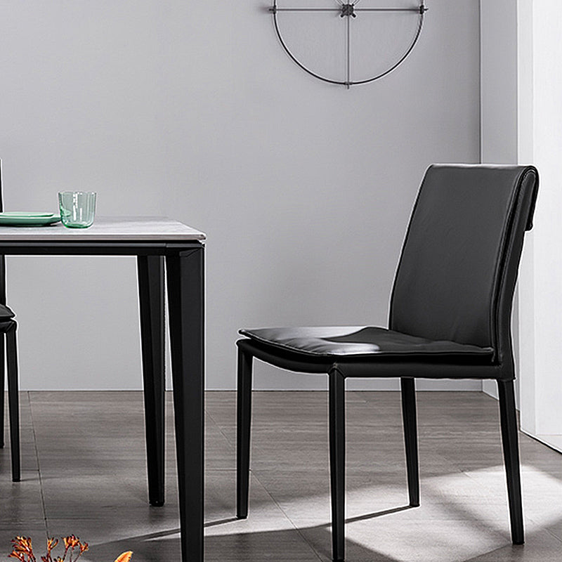 Modern Style Side Chair Home Solid Back Metal Upholstered Dining Room Chair (Set of 2) Clearhalo ' kitchen&dining_furn' 'Dining Chairs' 'Dining Tables & Seating' 'dining_chair' 'furn' 'furn_dining_chair' 'Furniture' 'furniture_dining_chair' 'Kitchen & Dining Furniture' 'kitchen' 3871048