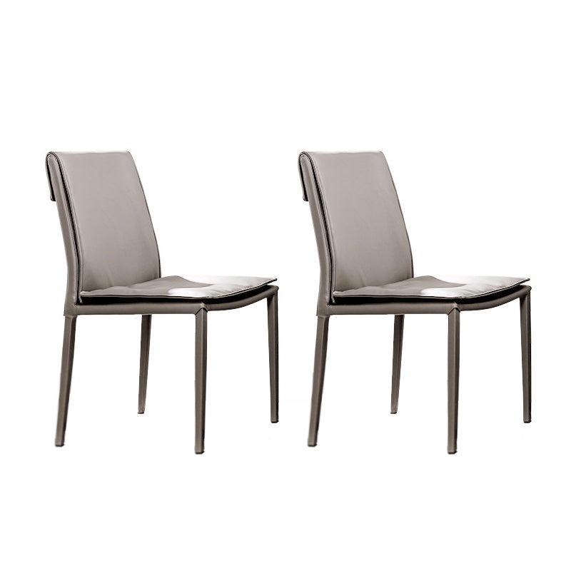 Modern Style Side Chair Home Solid Back Metal Upholstered Dining Room Chair (Set of 2) Light Gray Clearhalo ' kitchen&dining_furn' 'Dining Chairs' 'Dining Tables & Seating' 'dining_chair' 'furn' 'furn_dining_chair' 'Furniture' 'furniture_dining_chair' 'Kitchen & Dining Furniture' 'kitchen' 3871050