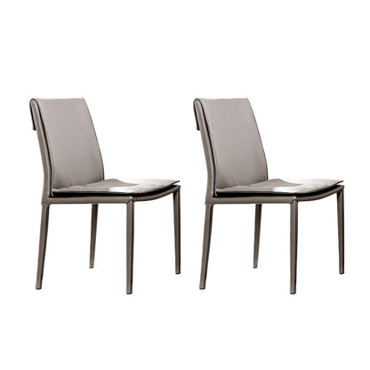 Modern Style Side Chair Home Solid Back Metal Upholstered Dining Room Chair (Set of 2) Light Gray Clearhalo ' kitchen&dining_furn' 'Dining Chairs' 'Dining Tables & Seating' 'dining_chair' 'furn' 'furn_dining_chair' 'Furniture' 'furniture_dining_chair' 'Kitchen & Dining Furniture' 'kitchen' 3871050