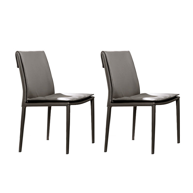 Modern Style Side Chair Home Solid Back Metal Upholstered Dining Room Chair (Set of 2) Grey Clearhalo ' kitchen&dining_furn' 'Dining Chairs' 'Dining Tables & Seating' 'dining_chair' 'furn' 'furn_dining_chair' 'Furniture' 'furniture_dining_chair' 'Kitchen & Dining Furniture' 'kitchen' 3871052