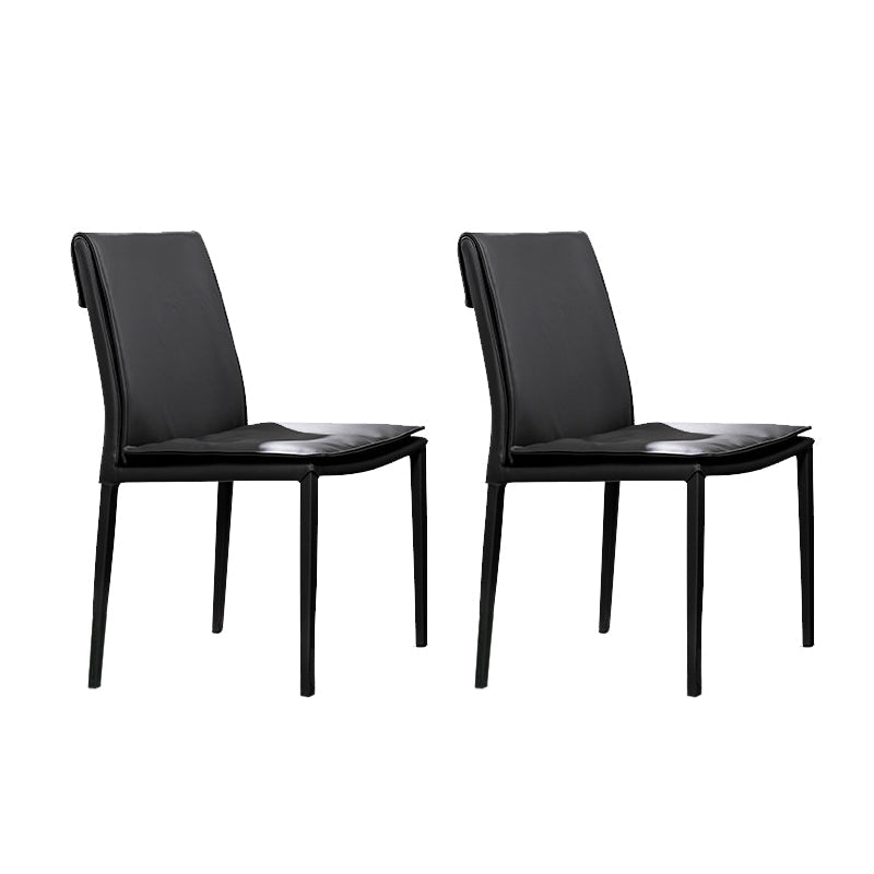 Modern Style Side Chair Home Solid Back Metal Upholstered Dining Room Chair (Set of 2) Black Clearhalo ' kitchen&dining_furn' 'Dining Chairs' 'Dining Tables & Seating' 'dining_chair' 'furn' 'furn_dining_chair' 'Furniture' 'furniture_dining_chair' 'Kitchen & Dining Furniture' 'kitchen' 3871054