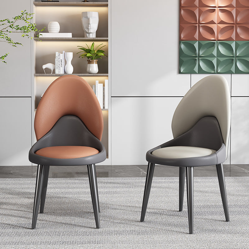 Modern Style Side Chair Indoor Solid Back Metal Upholstered Dining Room Chair (Set of 2) Clearhalo ' kitchen&dining_furn' 'Dining Chairs' 'Dining Tables & Seating' 'dining_chair' 'furn' 'furn_dining_chair' 'Furniture' 'furniture_dining_chair' 'Kitchen & Dining Furniture' 'kitchen' 3871063