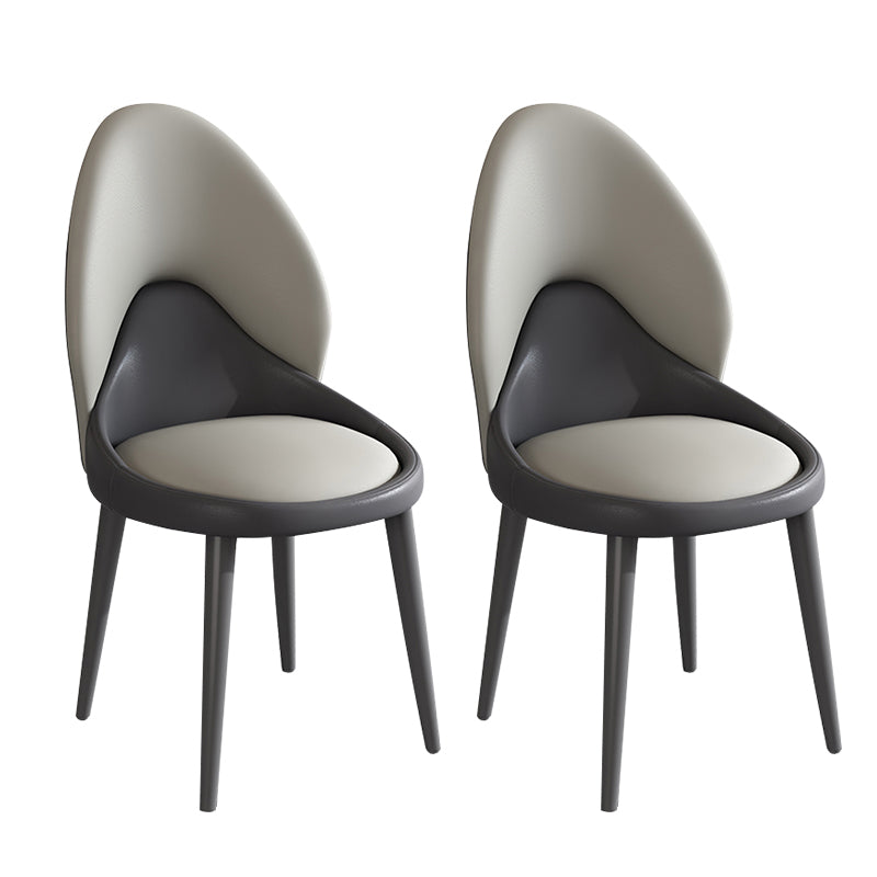 Modern Style Side Chair Indoor Solid Back Metal Upholstered Dining Room Chair (Set of 2) Grey Clearhalo ' kitchen&dining_furn' 'Dining Chairs' 'Dining Tables & Seating' 'dining_chair' 'furn' 'furn_dining_chair' 'Furniture' 'furniture_dining_chair' 'Kitchen & Dining Furniture' 'kitchen' 3871065