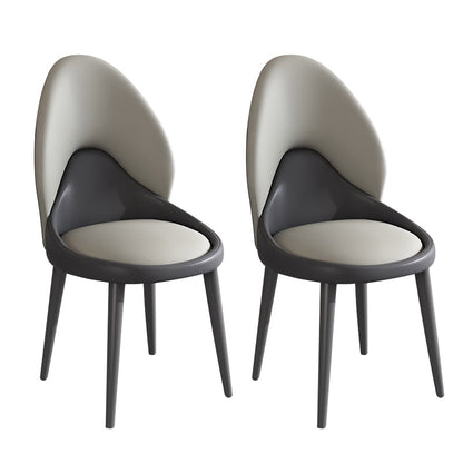 Modern Style Side Chair Indoor Solid Back Metal Upholstered Dining Room Chair (Set of 2) Grey Clearhalo ' kitchen&dining_furn' 'Dining Chairs' 'Dining Tables & Seating' 'dining_chair' 'furn' 'furn_dining_chair' 'Furniture' 'furniture_dining_chair' 'Kitchen & Dining Furniture' 'kitchen' 3871065