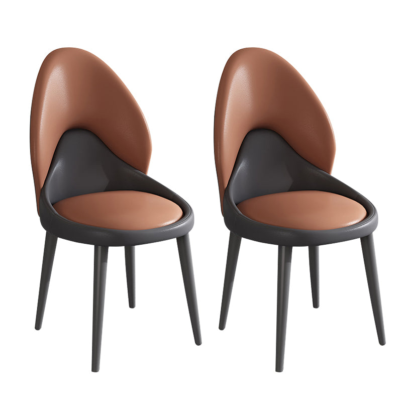 Modern Style Side Chair Indoor Solid Back Metal Upholstered Dining Room Chair (Set of 2) Coffee Clearhalo ' kitchen&dining_furn' 'Dining Chairs' 'Dining Tables & Seating' 'dining_chair' 'furn' 'furn_dining_chair' 'Furniture' 'furniture_dining_chair' 'Kitchen & Dining Furniture' 'kitchen' 3871067