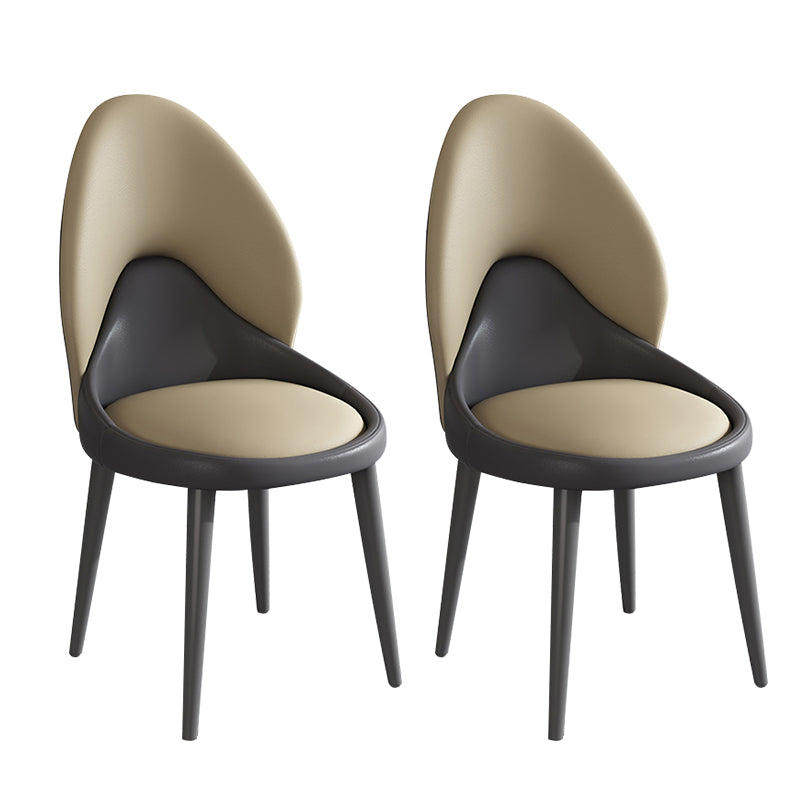 Modern Style Side Chair Indoor Solid Back Metal Upholstered Dining Room Chair (Set of 2) Khaki Clearhalo ' kitchen&dining_furn' 'Dining Chairs' 'Dining Tables & Seating' 'dining_chair' 'furn' 'furn_dining_chair' 'Furniture' 'furniture_dining_chair' 'Kitchen & Dining Furniture' 'kitchen' 3871069