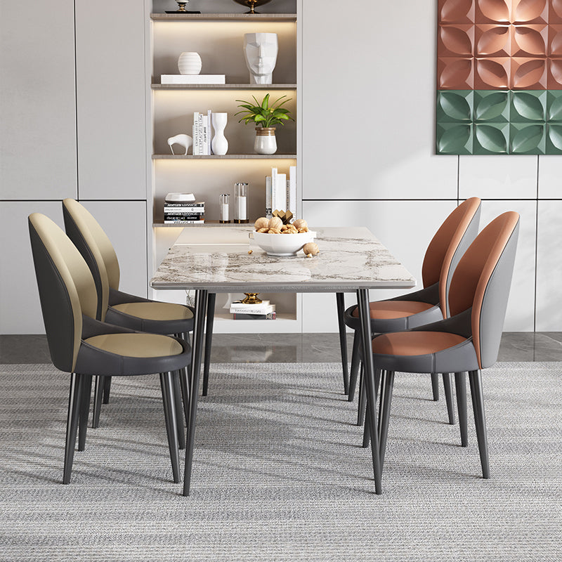 Modern Style Side Chair Indoor Solid Back Metal Upholstered Dining Room Chair (Set of 2) Clearhalo ' kitchen&dining_furn' 'Dining Chairs' 'Dining Tables & Seating' 'dining_chair' 'furn' 'furn_dining_chair' 'Furniture' 'furniture_dining_chair' 'Kitchen & Dining Furniture' 'kitchen' 3871070