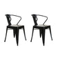 Industrial Dining Armchairs with Metal Legs Slat Back Dining Arm Chair for Coffee Bar Black 2 Piece Set Clearhalo ' kitchen&dining_furn' 'Dining Chairs' 'Dining Tables & Seating' 'dining_chair' 'furn' 'furn_dining_chair' 'Furniture' 'furniture_dining_chair' 'Kitchen & Dining Furniture' 'kitchen' 3871080