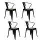 Industrial Dining Armchairs with Metal Legs Slat Back Dining Arm Chair for Coffee Bar Black 4 Piece Set Clearhalo ' kitchen&dining_furn' 'Dining Chairs' 'Dining Tables & Seating' 'dining_chair' 'furn' 'furn_dining_chair' 'Furniture' 'furniture_dining_chair' 'Kitchen & Dining Furniture' 'kitchen' 3871082