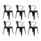 Industrial Dining Armchairs with Metal Legs Slat Back Dining Arm Chair for Coffee Bar Black 6 Piece Set Clearhalo ' kitchen&dining_furn' 'Dining Chairs' 'Dining Tables & Seating' 'dining_chair' 'furn' 'furn_dining_chair' 'Furniture' 'furniture_dining_chair' 'Kitchen & Dining Furniture' 'kitchen' 3871084