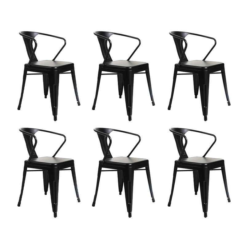 Industrial Dining Armchairs with Metal Legs Slat Back Dining Arm Chair for Coffee Bar Black 6 Piece Set Clearhalo ' kitchen&dining_furn' 'Dining Chairs' 'Dining Tables & Seating' 'dining_chair' 'furn' 'furn_dining_chair' 'Furniture' 'furniture_dining_chair' 'Kitchen & Dining Furniture' 'kitchen' 3871084