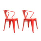 Industrial Dining Armchairs with Metal Legs Slat Back Dining Arm Chair for Coffee Bar Red 2 Piece Set Clearhalo ' kitchen&dining_furn' 'Dining Chairs' 'Dining Tables & Seating' 'dining_chair' 'furn' 'furn_dining_chair' 'Furniture' 'furniture_dining_chair' 'Kitchen & Dining Furniture' 'kitchen' 3871085