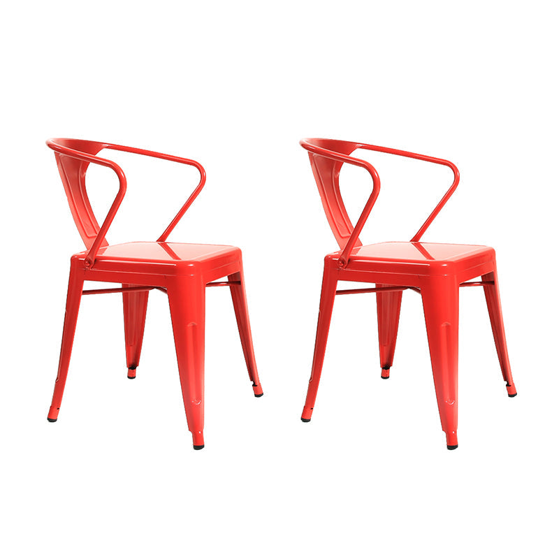 Industrial Dining Armchairs with Metal Legs Slat Back Dining Arm Chair for Coffee Bar Red 2 Piece Set Clearhalo ' kitchen&dining_furn' 'Dining Chairs' 'Dining Tables & Seating' 'dining_chair' 'furn' 'furn_dining_chair' 'Furniture' 'furniture_dining_chair' 'Kitchen & Dining Furniture' 'kitchen' 3871085