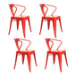 Industrial Dining Armchairs with Metal Legs Slat Back Dining Arm Chair for Coffee Bar Red 4 Piece Set Clearhalo ' kitchen&dining_furn' 'Dining Chairs' 'Dining Tables & Seating' 'dining_chair' 'furn' 'furn_dining_chair' 'Furniture' 'furniture_dining_chair' 'Kitchen & Dining Furniture' 'kitchen' 3871087