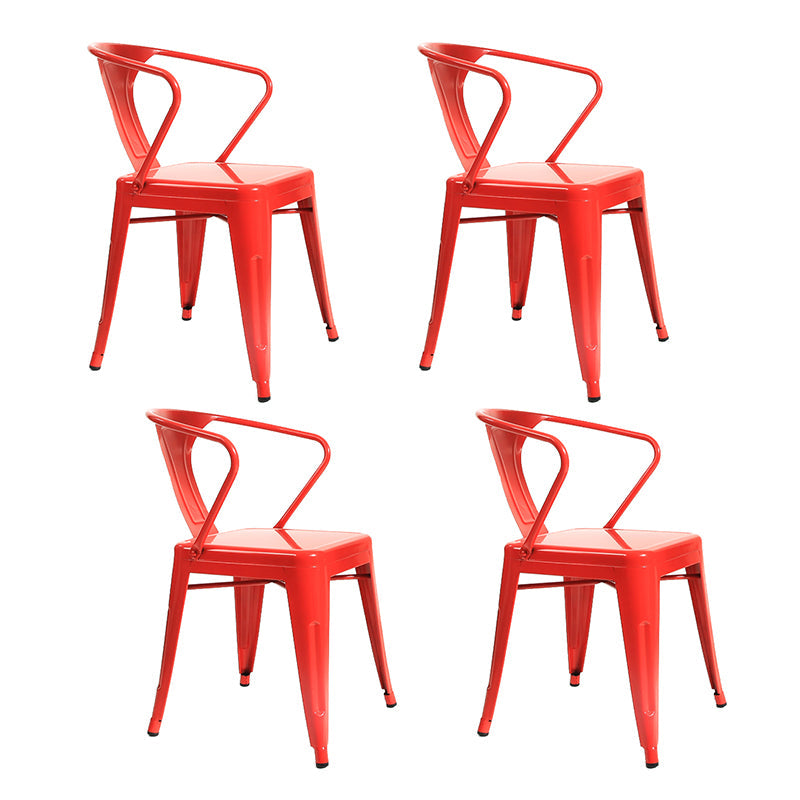 Industrial Dining Armchairs with Metal Legs Slat Back Dining Arm Chair for Coffee Bar Red 4 Piece Set Clearhalo ' kitchen&dining_furn' 'Dining Chairs' 'Dining Tables & Seating' 'dining_chair' 'furn' 'furn_dining_chair' 'Furniture' 'furniture_dining_chair' 'Kitchen & Dining Furniture' 'kitchen' 3871087
