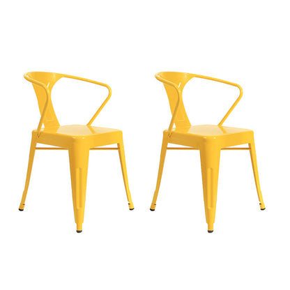 Industrial Dining Armchairs with Metal Legs Slat Back Dining Arm Chair for Coffee Bar Yellow 2 Piece Set Clearhalo ' kitchen&dining_furn' 'Dining Chairs' 'Dining Tables & Seating' 'dining_chair' 'furn' 'furn_dining_chair' 'Furniture' 'furniture_dining_chair' 'Kitchen & Dining Furniture' 'kitchen' 3871091