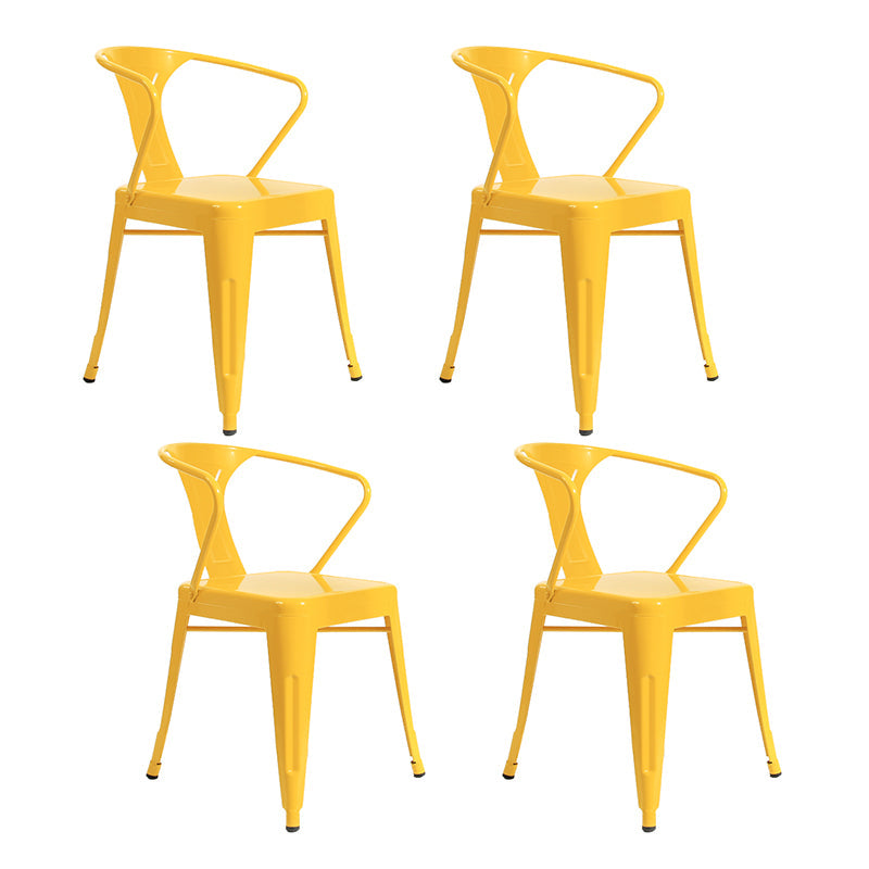 Industrial Dining Armchairs with Metal Legs Slat Back Dining Arm Chair for Coffee Bar Yellow 4 Piece Set Clearhalo ' kitchen&dining_furn' 'Dining Chairs' 'Dining Tables & Seating' 'dining_chair' 'furn' 'furn_dining_chair' 'Furniture' 'furniture_dining_chair' 'Kitchen & Dining Furniture' 'kitchen' 3871094