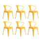 Industrial Dining Armchairs with Metal Legs Slat Back Dining Arm Chair for Coffee Bar Yellow 6 Piece Set Clearhalo ' kitchen&dining_furn' 'Dining Chairs' 'Dining Tables & Seating' 'dining_chair' 'furn' 'furn_dining_chair' 'Furniture' 'furniture_dining_chair' 'Kitchen & Dining Furniture' 'kitchen' 3871095
