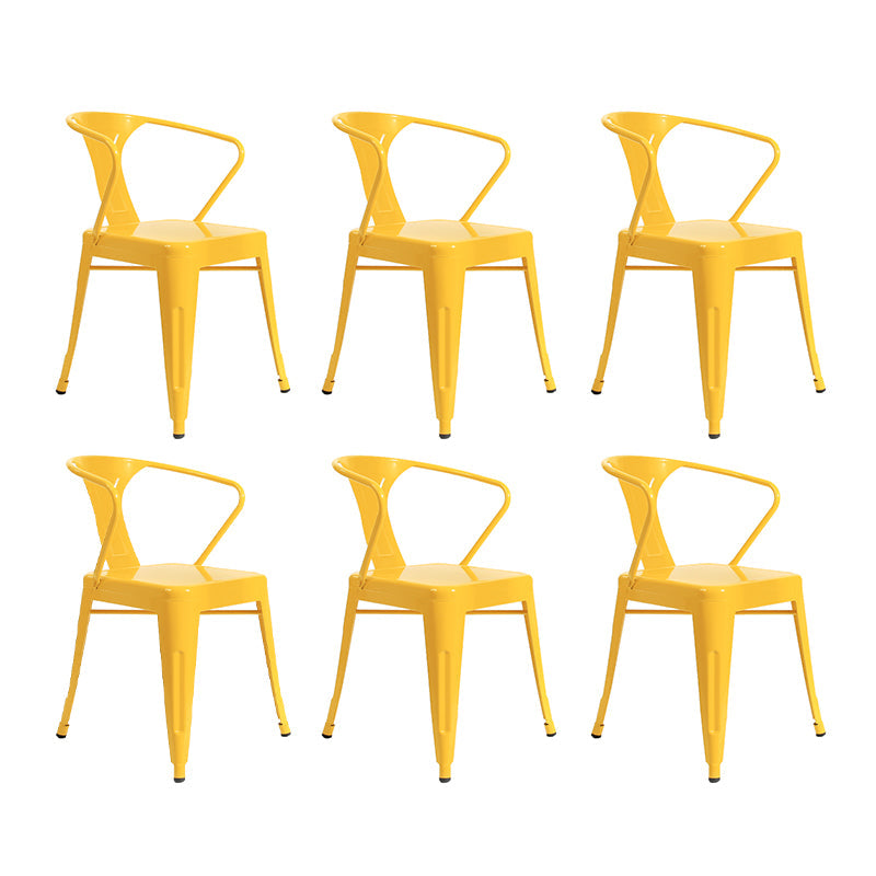 Industrial Dining Armchairs with Metal Legs Slat Back Dining Arm Chair for Coffee Bar Yellow 6 Piece Set Clearhalo ' kitchen&dining_furn' 'Dining Chairs' 'Dining Tables & Seating' 'dining_chair' 'furn' 'furn_dining_chair' 'Furniture' 'furniture_dining_chair' 'Kitchen & Dining Furniture' 'kitchen' 3871095