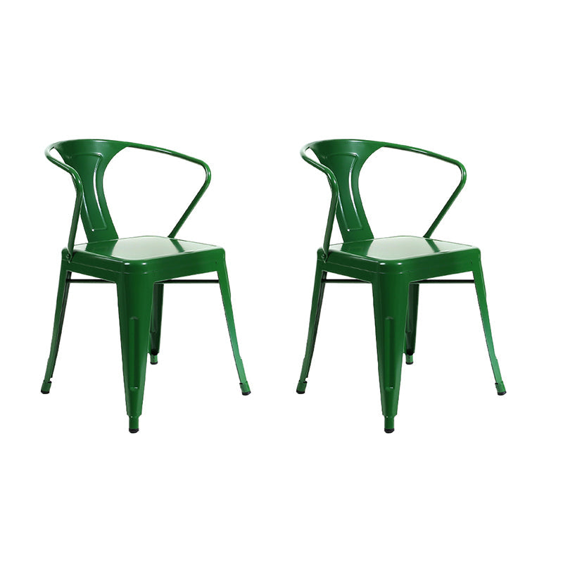 Industrial Dining Armchairs with Metal Legs Slat Back Dining Arm Chair for Coffee Bar Green 2 Piece Set Clearhalo ' kitchen&dining_furn' 'Dining Chairs' 'Dining Tables & Seating' 'dining_chair' 'furn' 'furn_dining_chair' 'Furniture' 'furniture_dining_chair' 'Kitchen & Dining Furniture' 'kitchen' 3871098