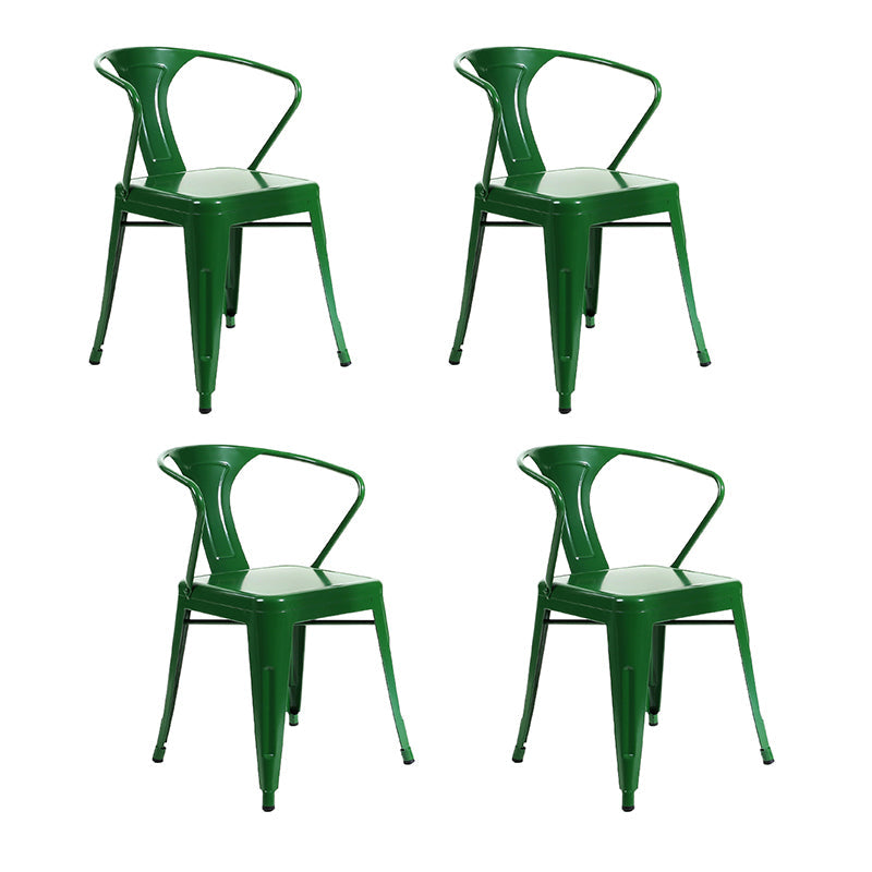 Industrial Dining Armchairs with Metal Legs Slat Back Dining Arm Chair for Coffee Bar Green 4 Piece Set Clearhalo ' kitchen&dining_furn' 'Dining Chairs' 'Dining Tables & Seating' 'dining_chair' 'furn' 'furn_dining_chair' 'Furniture' 'furniture_dining_chair' 'Kitchen & Dining Furniture' 'kitchen' 3871099