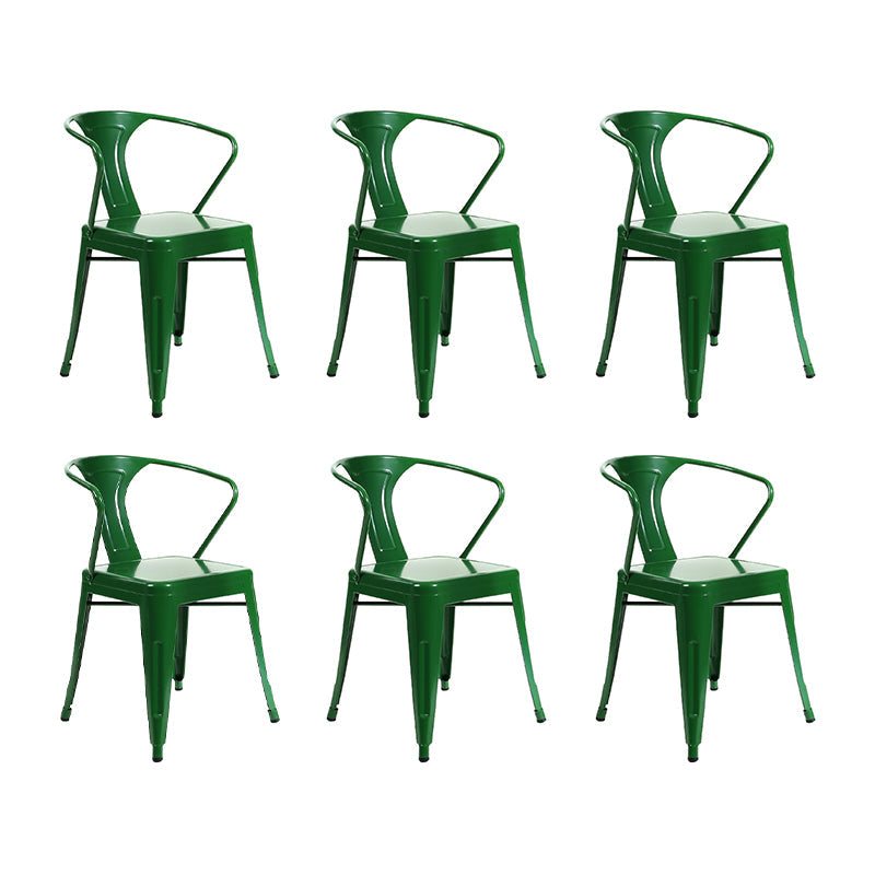 Industrial Dining Armchairs with Metal Legs Slat Back Dining Arm Chair for Coffee Bar Green 6 Piece Set Clearhalo ' kitchen&dining_furn' 'Dining Chairs' 'Dining Tables & Seating' 'dining_chair' 'furn' 'furn_dining_chair' 'Furniture' 'furniture_dining_chair' 'Kitchen & Dining Furniture' 'kitchen' 3871100