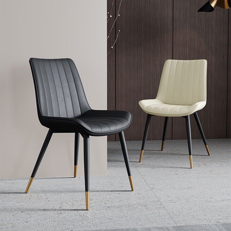 Home Scandinavian Arm Chair Upholstered Solid Back Metal Dining Room Chair Clearhalo ' kitchen&dining_furn' 'Dining Chairs' 'Dining Tables & Seating' 'dining_chair' 'furn' 'furn_dining_chair' 'Furniture' 'furniture_dining_chair' 'Kitchen & Dining Furniture' 'kitchen' 3871104