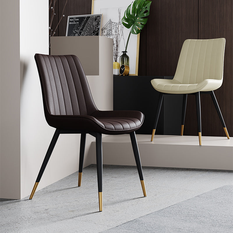 Home Scandinavian Arm Chair Upholstered Solid Back Metal Dining Room Chair Clearhalo ' kitchen&dining_furn' 'Dining Chairs' 'Dining Tables & Seating' 'dining_chair' 'furn' 'furn_dining_chair' 'Furniture' 'furniture_dining_chair' 'Kitchen & Dining Furniture' 'kitchen' 3871115