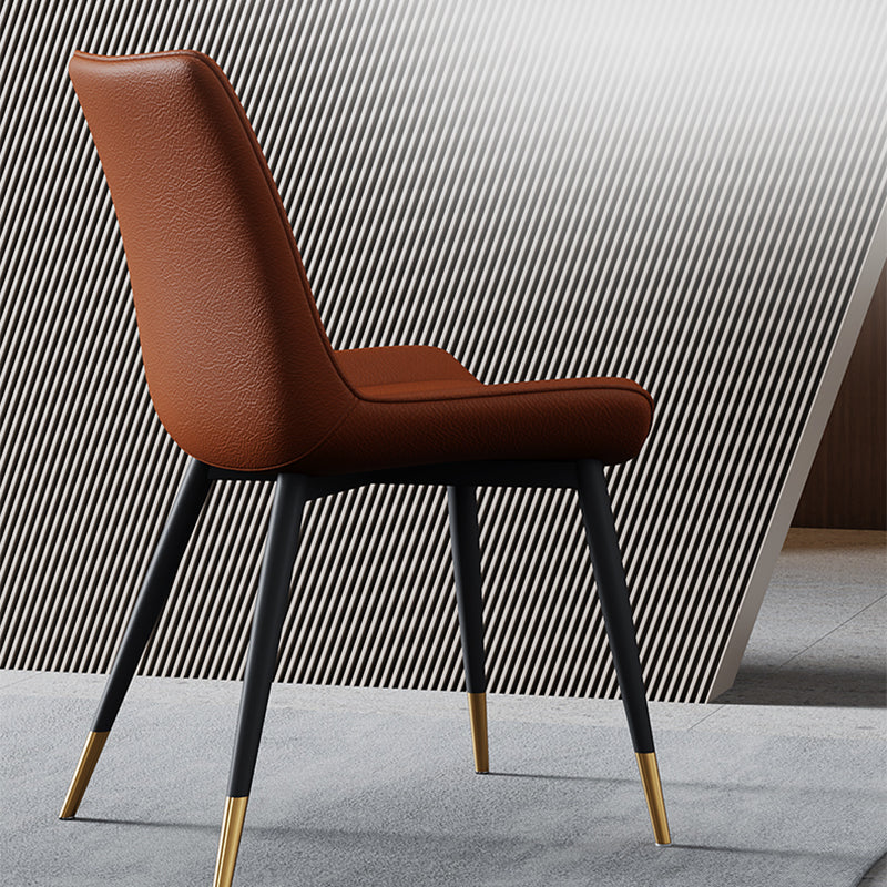 Home Scandinavian Arm Chair Upholstered Solid Back Metal Dining Room Chair Clearhalo ' kitchen&dining_furn' 'Dining Chairs' 'Dining Tables & Seating' 'dining_chair' 'furn' 'furn_dining_chair' 'Furniture' 'furniture_dining_chair' 'Kitchen & Dining Furniture' 'kitchen' 3871118