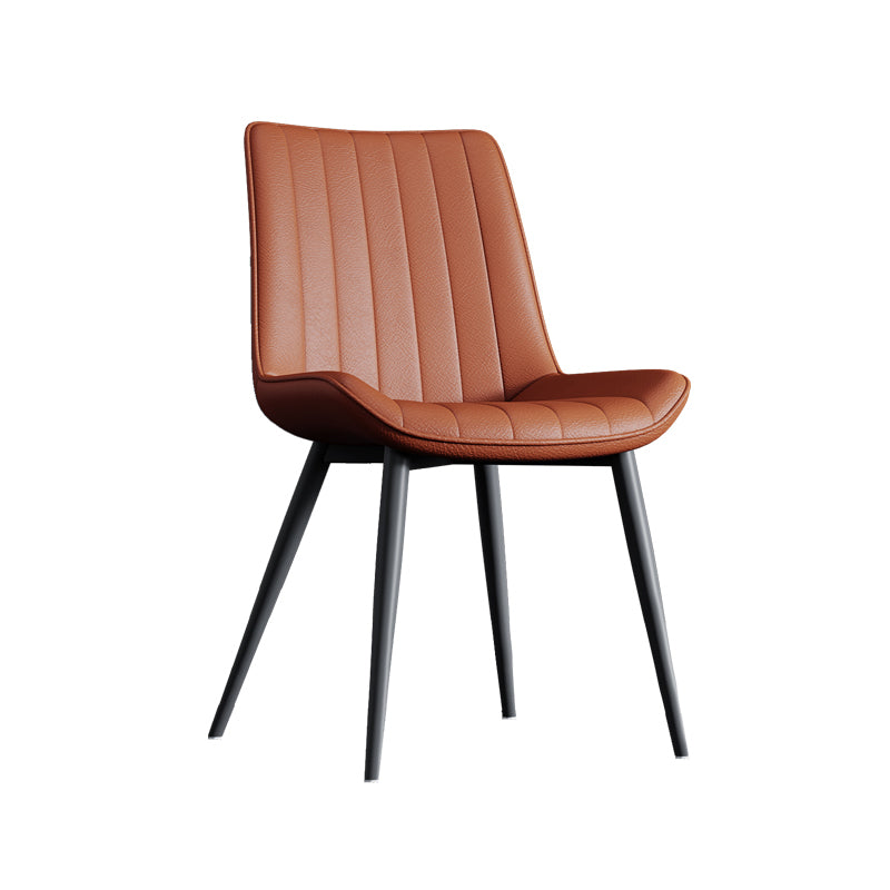 Home Scandinavian Arm Chair Upholstered Solid Back Metal Dining Room Chair Orange Black 1 Piece Clearhalo ' kitchen&dining_furn' 'Dining Chairs' 'Dining Tables & Seating' 'dining_chair' 'furn' 'furn_dining_chair' 'Furniture' 'furniture_dining_chair' 'Kitchen & Dining Furniture' 'kitchen' 3871129