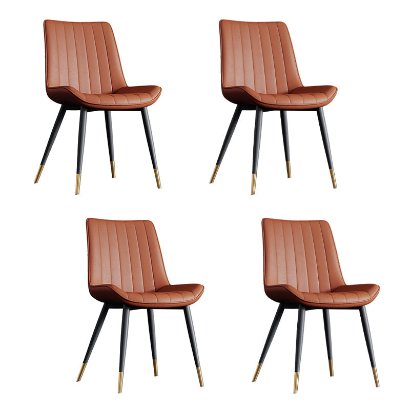 Home Scandinavian Arm Chair Upholstered Solid Back Metal Dining Room Chair Orange 4 Piece Set Clearhalo ' kitchen&dining_furn' 'Dining Chairs' 'Dining Tables & Seating' 'dining_chair' 'furn' 'furn_dining_chair' 'Furniture' 'furniture_dining_chair' 'Kitchen & Dining Furniture' 'kitchen' 3871134