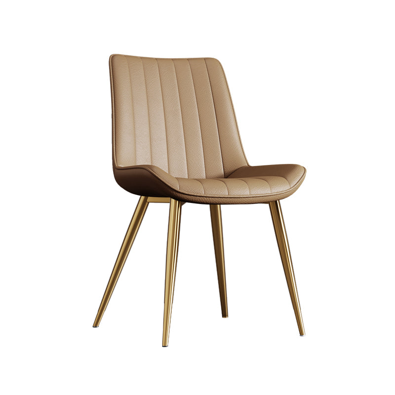 Home Scandinavian Arm Chair Upholstered Solid Back Metal Dining Room Chair Light Khaki 1 Piece Clearhalo ' kitchen&dining_furn' 'Dining Chairs' 'Dining Tables & Seating' 'dining_chair' 'furn' 'furn_dining_chair' 'Furniture' 'furniture_dining_chair' 'Kitchen & Dining Furniture' 'kitchen' 3871144