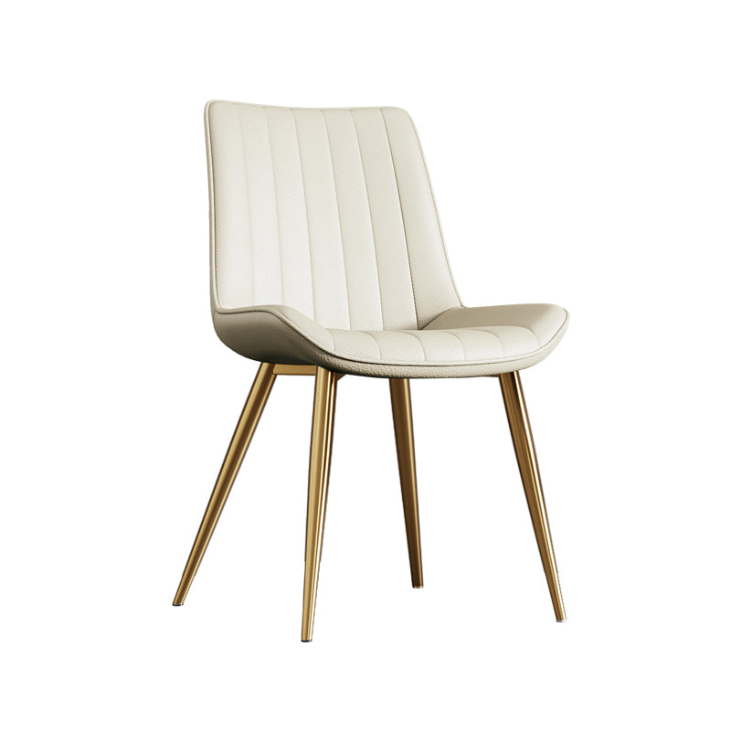 Home Scandinavian Arm Chair Upholstered Solid Back Metal Dining Room Chair Light Beige 1 Piece Clearhalo ' kitchen&dining_furn' 'Dining Chairs' 'Dining Tables & Seating' 'dining_chair' 'furn' 'furn_dining_chair' 'Furniture' 'furniture_dining_chair' 'Kitchen & Dining Furniture' 'kitchen' 3871153