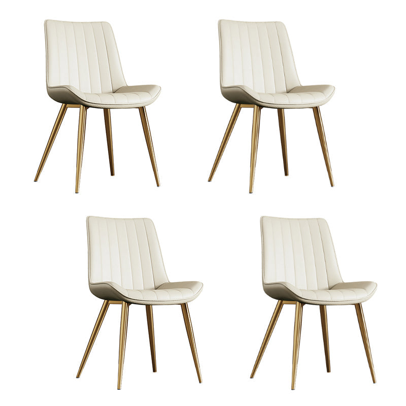 Home Scandinavian Arm Chair Upholstered Solid Back Metal Dining Room Chair Light Beige 4 Piece Set Clearhalo ' kitchen&dining_furn' 'Dining Chairs' 'Dining Tables & Seating' 'dining_chair' 'furn' 'furn_dining_chair' 'Furniture' 'furniture_dining_chair' 'Kitchen & Dining Furniture' 'kitchen' 3871155