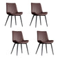 Home Scandinavian Arm Chair Upholstered Solid Back Metal Dining Room Chair Brown-Black 4 Piece Set Clearhalo ' kitchen&dining_furn' 'Dining Chairs' 'Dining Tables & Seating' 'dining_chair' 'furn' 'furn_dining_chair' 'Furniture' 'furniture_dining_chair' 'Kitchen & Dining Furniture' 'kitchen' 3871158