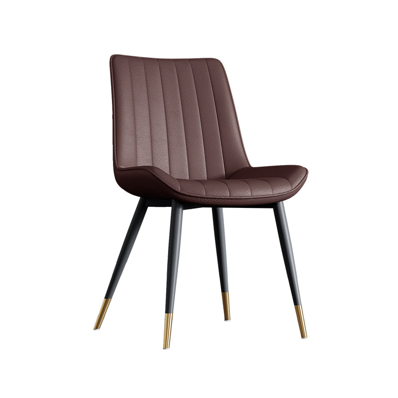 Home Scandinavian Arm Chair Upholstered Solid Back Metal Dining Room Chair Brown 1 Piece Clearhalo ' kitchen&dining_furn' 'Dining Chairs' 'Dining Tables & Seating' 'dining_chair' 'furn' 'furn_dining_chair' 'Furniture' 'furniture_dining_chair' 'Kitchen & Dining Furniture' 'kitchen' 3871159
