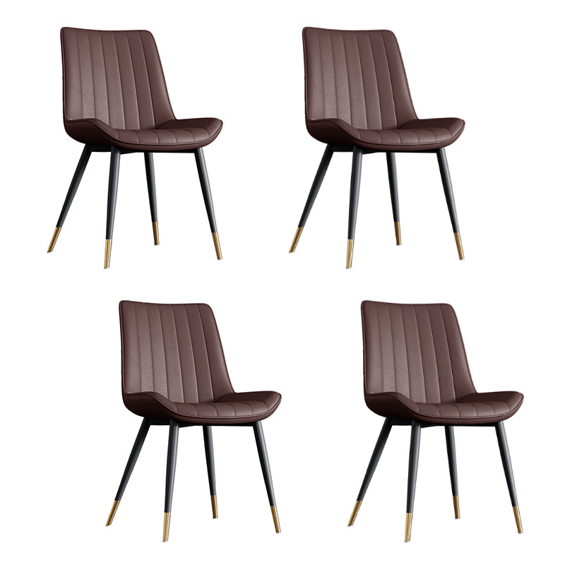 Home Scandinavian Arm Chair Upholstered Solid Back Metal Dining Room Chair Brown 4 Piece Set Clearhalo ' kitchen&dining_furn' 'Dining Chairs' 'Dining Tables & Seating' 'dining_chair' 'furn' 'furn_dining_chair' 'Furniture' 'furniture_dining_chair' 'Kitchen & Dining Furniture' 'kitchen' 3871161