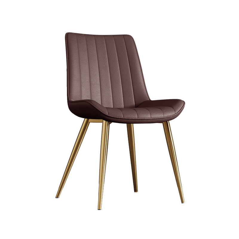 Home Scandinavian Arm Chair Upholstered Solid Back Metal Dining Room Chair Gold-Brown 1 Piece Clearhalo ' kitchen&dining_furn' 'Dining Chairs' 'Dining Tables & Seating' 'dining_chair' 'furn' 'furn_dining_chair' 'Furniture' 'furniture_dining_chair' 'Kitchen & Dining Furniture' 'kitchen' 3871162