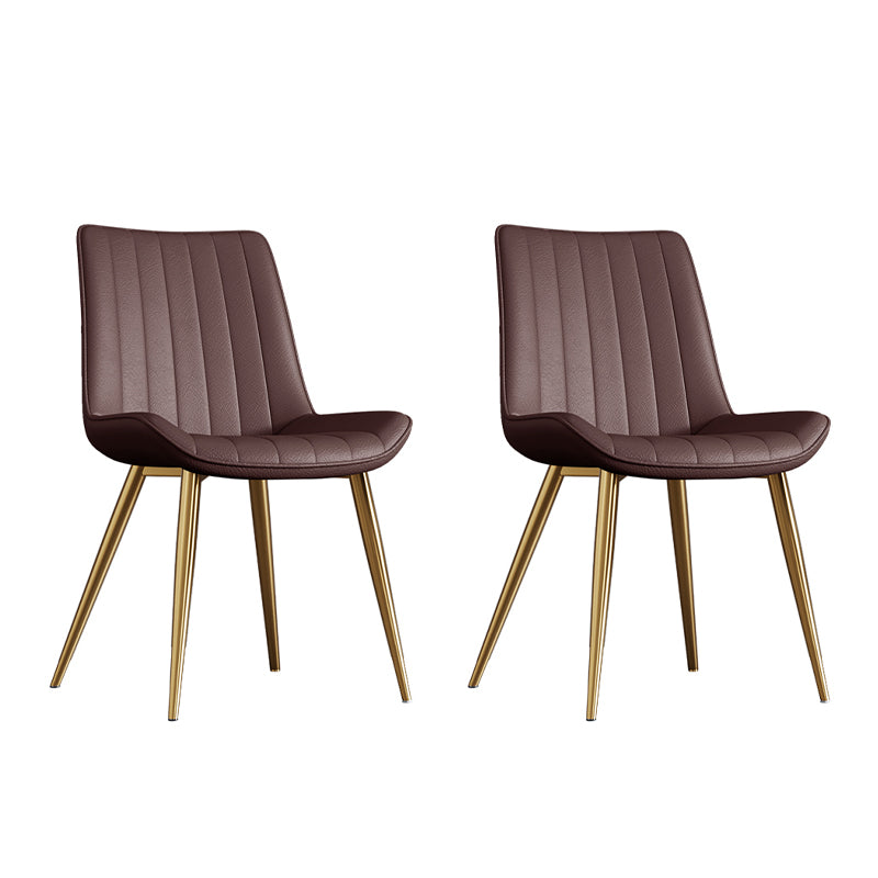 Home Scandinavian Arm Chair Upholstered Solid Back Metal Dining Room Chair Gold-Brown 2 Piece Set Clearhalo ' kitchen&dining_furn' 'Dining Chairs' 'Dining Tables & Seating' 'dining_chair' 'furn' 'furn_dining_chair' 'Furniture' 'furniture_dining_chair' 'Kitchen & Dining Furniture' 'kitchen' 3871163