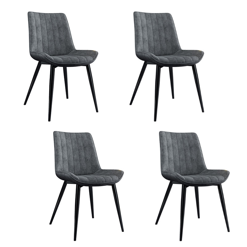 Home Scandinavian Arm Chair Upholstered Solid Back Metal Dining Room Chair Grey 4 Piece Set Clearhalo ' kitchen&dining_furn' 'Dining Chairs' 'Dining Tables & Seating' 'dining_chair' 'furn' 'furn_dining_chair' 'Furniture' 'furniture_dining_chair' 'Kitchen & Dining Furniture' 'kitchen' 3871170