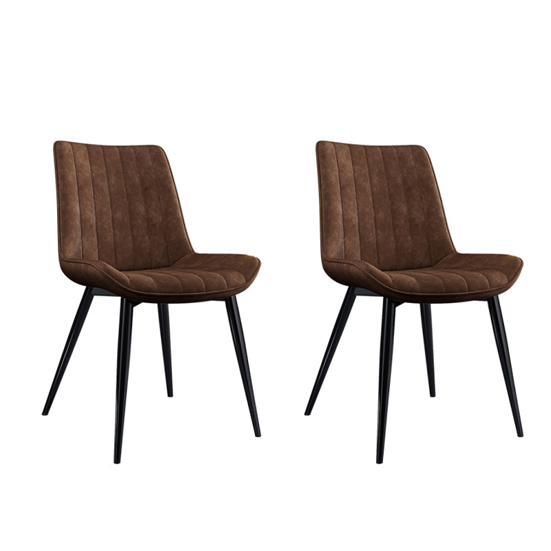 Home Scandinavian Arm Chair Upholstered Solid Back Metal Dining Room Chair Dark Brown 2 Piece Set Clearhalo ' kitchen&dining_furn' 'Dining Chairs' 'Dining Tables & Seating' 'dining_chair' 'furn' 'furn_dining_chair' 'Furniture' 'furniture_dining_chair' 'Kitchen & Dining Furniture' 'kitchen' 3871172