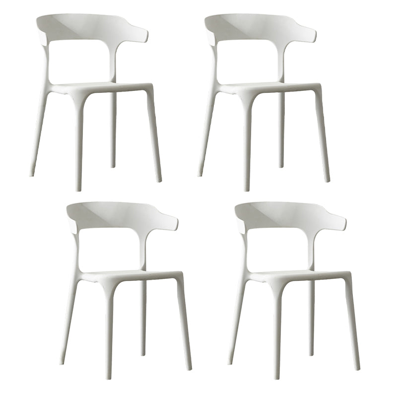 Scandinavian Style Plastic Chair Kitchen Dining Room Open Back Arm Chairs White 4 Piece Set Clearhalo ' kitchen&dining_furn' 'Dining Chairs' 'Dining Tables & Seating' 'dining_chair' 'furn' 'furn_dining_chair' 'Furniture' 'furniture_dining_chair' 'Kitchen & Dining Furniture' 'kitchen' 3871200
