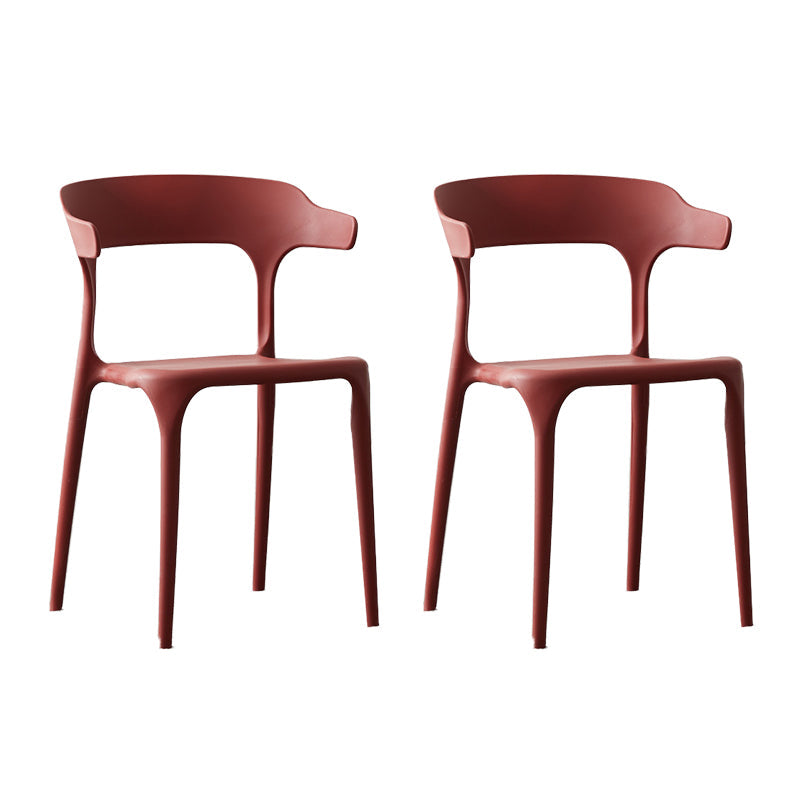 Scandinavian Style Plastic Chair Kitchen Dining Room Open Back Arm Chairs Burgundy 2 Piece Set Clearhalo ' kitchen&dining_furn' 'Dining Chairs' 'Dining Tables & Seating' 'dining_chair' 'furn' 'furn_dining_chair' 'Furniture' 'furniture_dining_chair' 'Kitchen & Dining Furniture' 'kitchen' 3871204