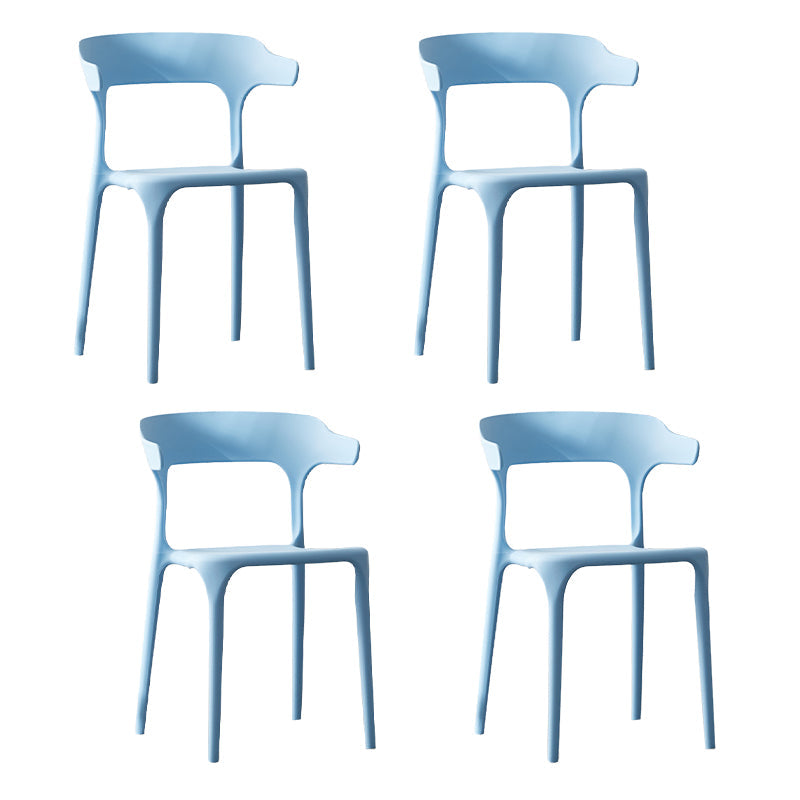 Scandinavian Style Plastic Chair Kitchen Dining Room Open Back Arm Chairs Sky Blue 4 Piece Set Clearhalo ' kitchen&dining_furn' 'Dining Chairs' 'Dining Tables & Seating' 'dining_chair' 'furn' 'furn_dining_chair' 'Furniture' 'furniture_dining_chair' 'Kitchen & Dining Furniture' 'kitchen' 3871210