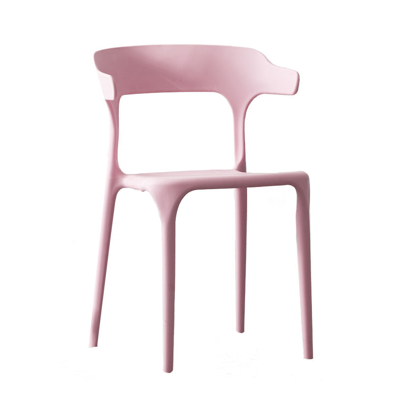 Scandinavian Style Plastic Chair Kitchen Dining Room Open Back Arm Chairs Pink 1 Piece Clearhalo ' kitchen&dining_furn' 'Dining Chairs' 'Dining Tables & Seating' 'dining_chair' 'furn' 'furn_dining_chair' 'Furniture' 'furniture_dining_chair' 'Kitchen & Dining Furniture' 'kitchen' 3871211