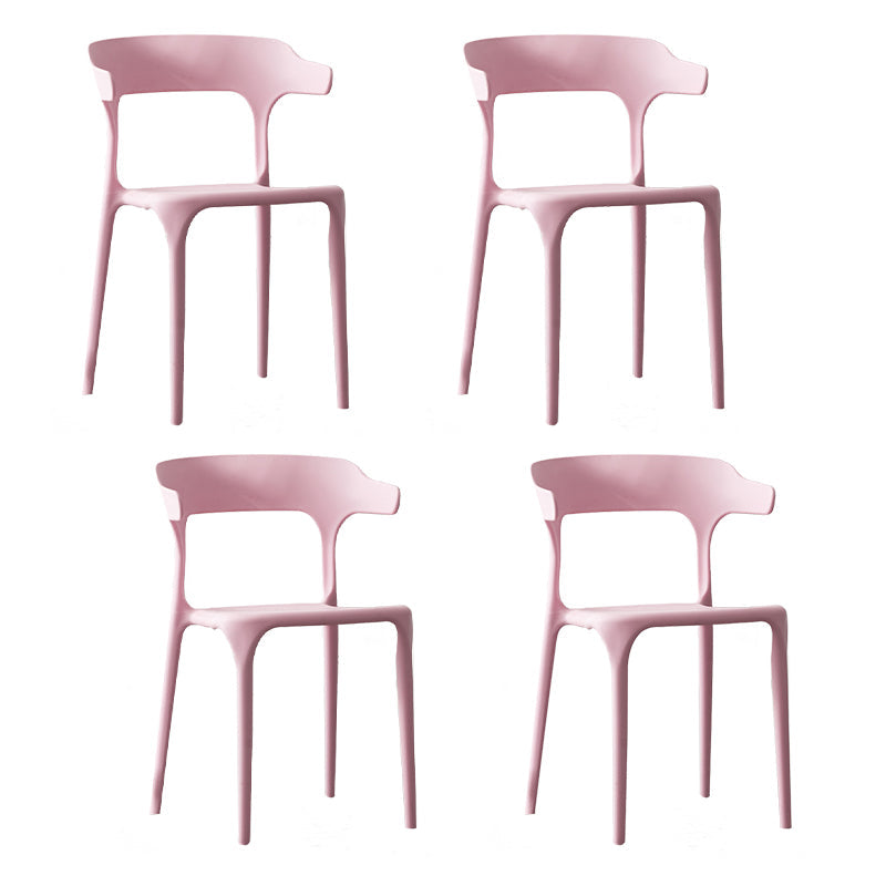 Scandinavian Style Plastic Chair Kitchen Dining Room Open Back Arm Chairs Pink 4 Piece Set Clearhalo ' kitchen&dining_furn' 'Dining Chairs' 'Dining Tables & Seating' 'dining_chair' 'furn' 'furn_dining_chair' 'Furniture' 'furniture_dining_chair' 'Kitchen & Dining Furniture' 'kitchen' 3871213