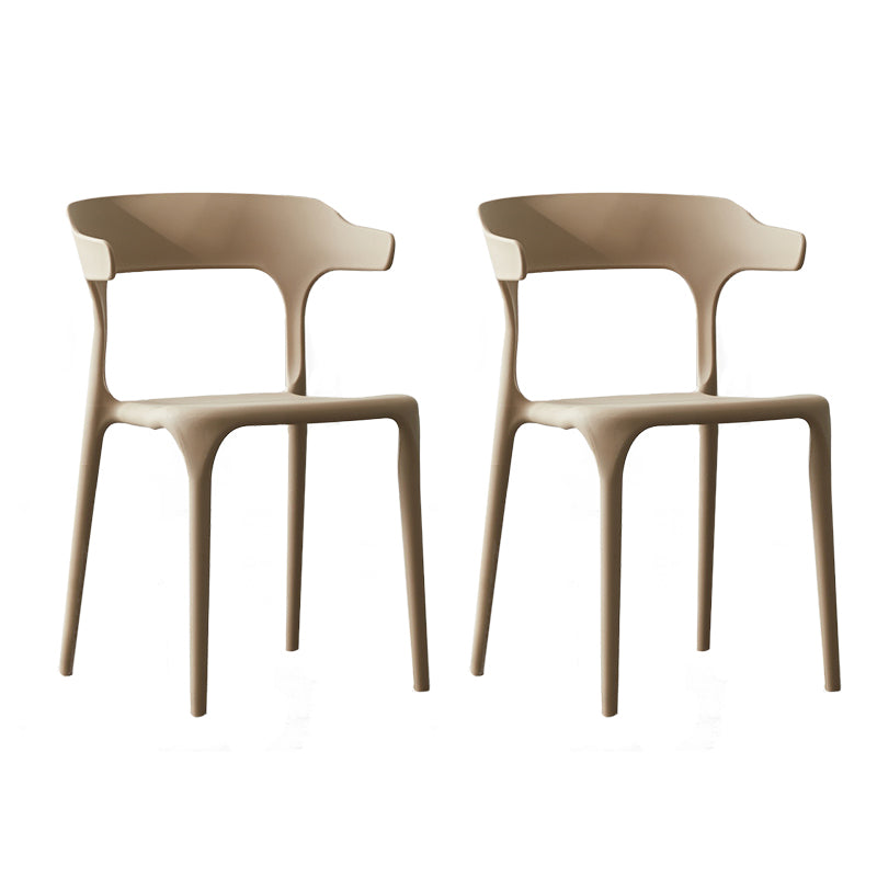 Scandinavian Style Plastic Chair Kitchen Dining Room Open Back Arm Chairs Light Khaki 2 Piece Set Clearhalo ' kitchen&dining_furn' 'Dining Chairs' 'Dining Tables & Seating' 'dining_chair' 'furn' 'furn_dining_chair' 'Furniture' 'furniture_dining_chair' 'Kitchen & Dining Furniture' 'kitchen' 3871215