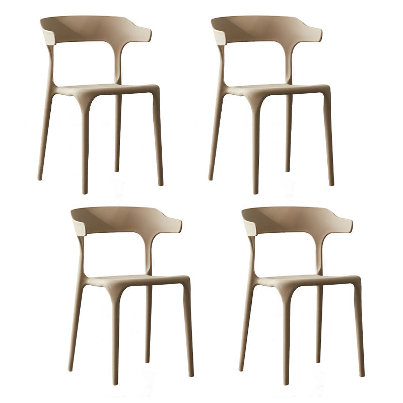 Scandinavian Style Plastic Chair Kitchen Dining Room Open Back Arm Chairs Light Khaki 4 Piece Set Clearhalo ' kitchen&dining_furn' 'Dining Chairs' 'Dining Tables & Seating' 'dining_chair' 'furn' 'furn_dining_chair' 'Furniture' 'furniture_dining_chair' 'Kitchen & Dining Furniture' 'kitchen' 3871216
