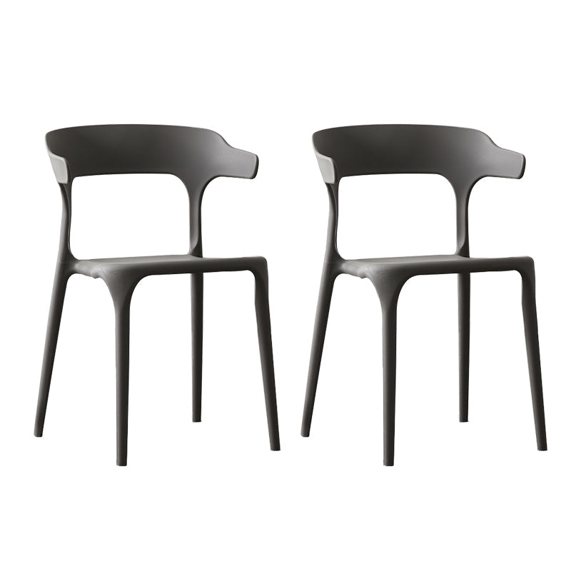 Scandinavian Style Plastic Chair Kitchen Dining Room Open Back Arm Chairs Dark Gray 2 Piece Set Clearhalo ' kitchen&dining_furn' 'Dining Chairs' 'Dining Tables & Seating' 'dining_chair' 'furn' 'furn_dining_chair' 'Furniture' 'furniture_dining_chair' 'Kitchen & Dining Furniture' 'kitchen' 3871218